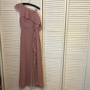 Elegant One-Shoulder Pink Dress